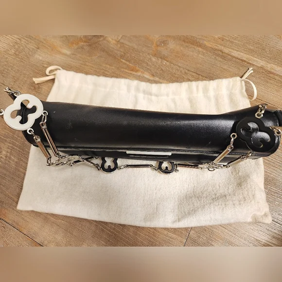 Escada Black Leather Chain Clutch Bag - Picture 2 of 8